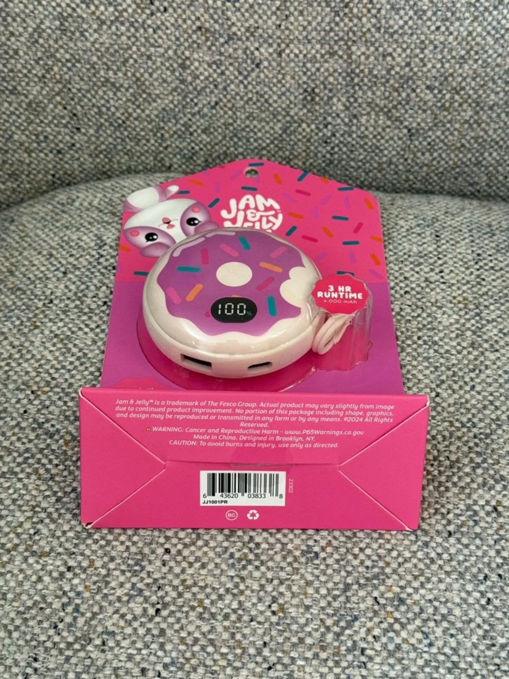 Jam & Jelly Rechargeable Hand Warmer & 4000mAh Power Bank NIB Dual USB